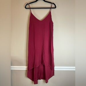 NWOT Cloth & Stone Maroon High Low Slip Dress Ribbed Size Medium